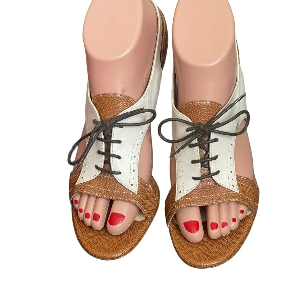 Jour leather lace up beige/tan heels‎ size 37(7)